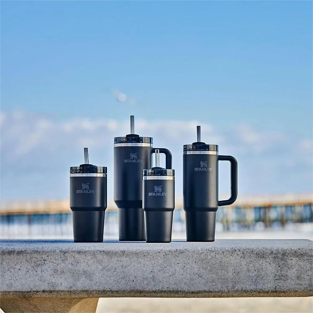 40 oz Black Stainless Steel Insulated Tumbler with Lid and Straw Y9709