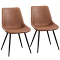 Brown Faux Leather Dining Chairs with Metal Legs S9751