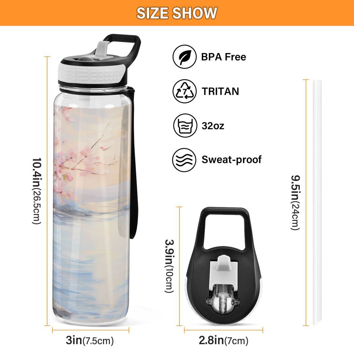 32oz Tritan Leakproof Clear Sports Water Bottle H6922