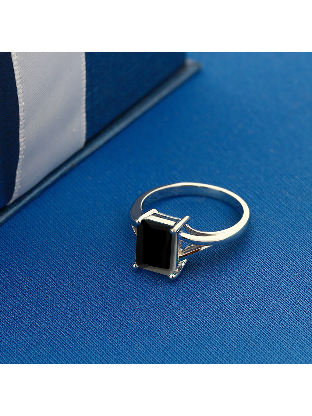 925 Sterling Silver Black Onyx Solitaire Engagement Ring P266234