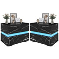 Black High Gloss LED Nightstand Set of 2 with 2 Drawers A275