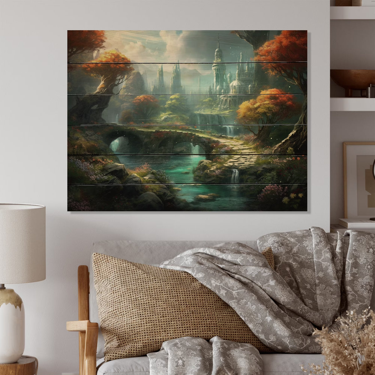 Castles Print on Natural Pine Wood L56096