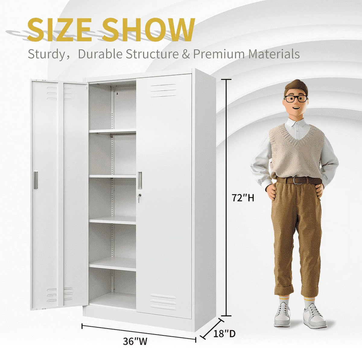 Lockable 72" Metal Storage Cabinet with Adjustable Shelves X39319