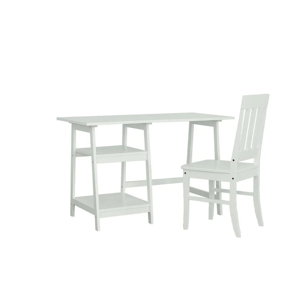 White Wood Study Desk With Chair Z791617