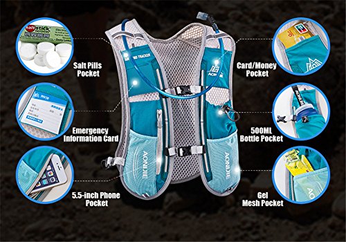 5L Outdoor Sport Camping Backpack Hydration Vest Pack with 500ml Soft Flask K8412