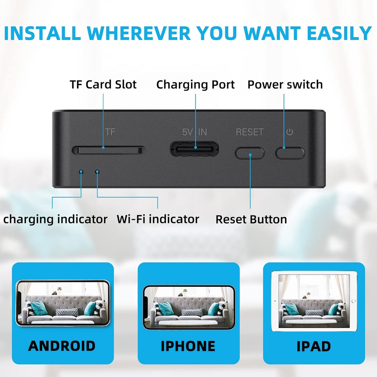 Mini WiFi Security Camera 1080P with Motion Detection P61037
