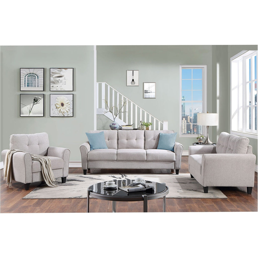 Light Grey-Blue Sofa Set with Armchair, Loveseat and 3-Seat Sofa L239