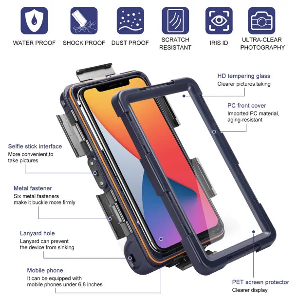 Waterproof Protective Case for Phones Up to 6.9 Inch with Lanyard H903377
