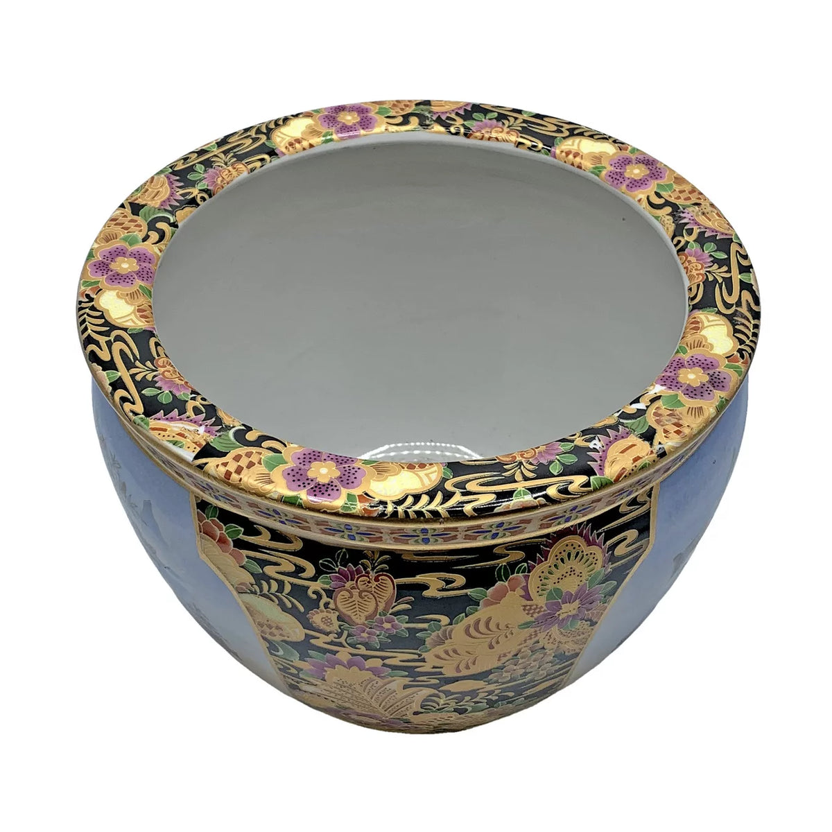 Japanese Satsuma Peacock Planter 10 inch N633037