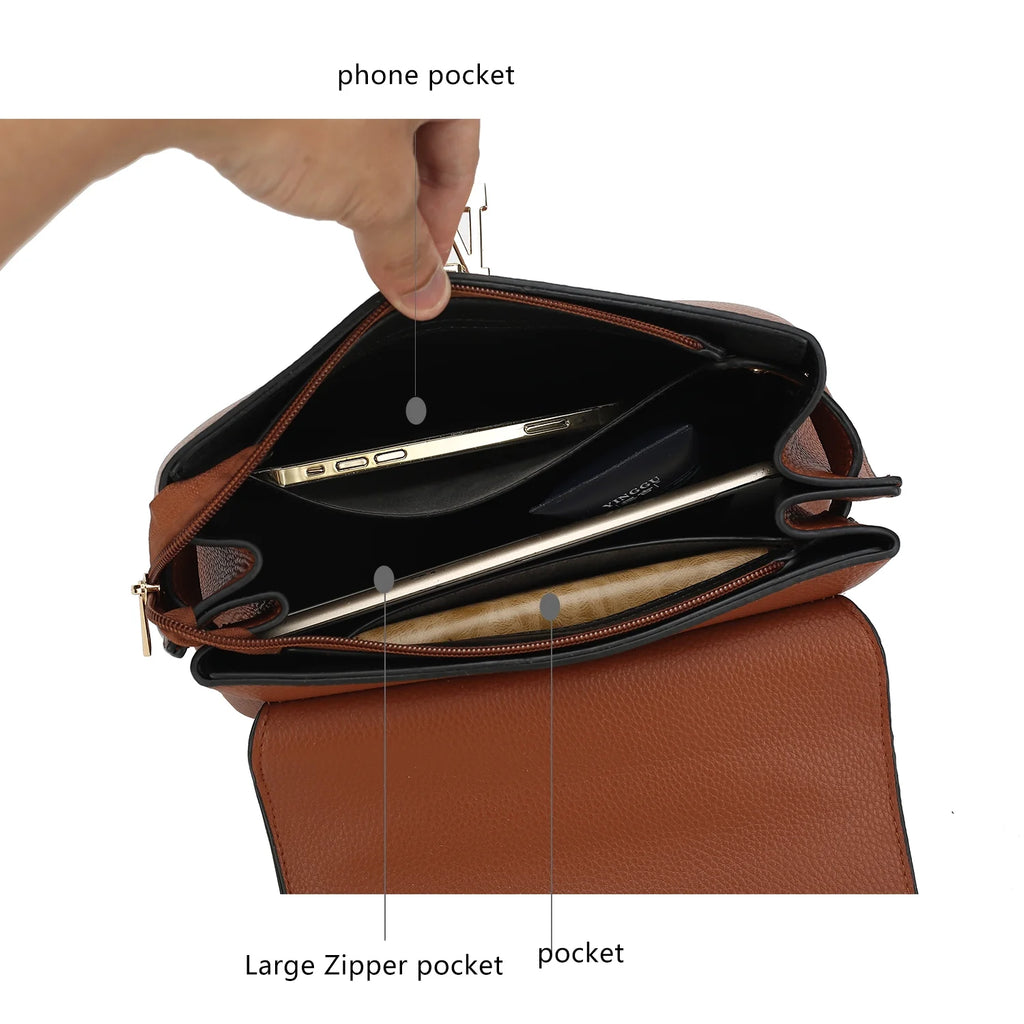 Black Vegan Leather Satchel & Wristlet Wallet E895