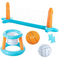 Inflatable Pool Volleyball Net and Basketball Hoops Floating Pool Game Toys Set F5892