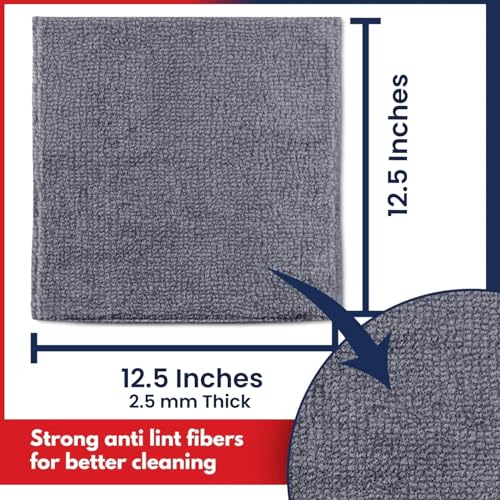 Grey 12 Pcs Microfiber Cleaning Cloth R86294