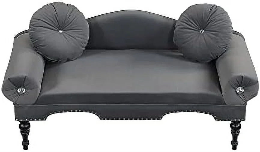54" Velvet Loveseat Sofa 2 Seater Couch with 2 Round Pillows D669358
