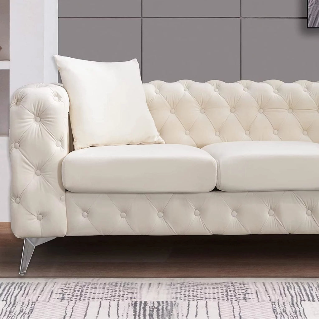 Beige 2 Pieces Sofa Set with Tufted Cushion M27655