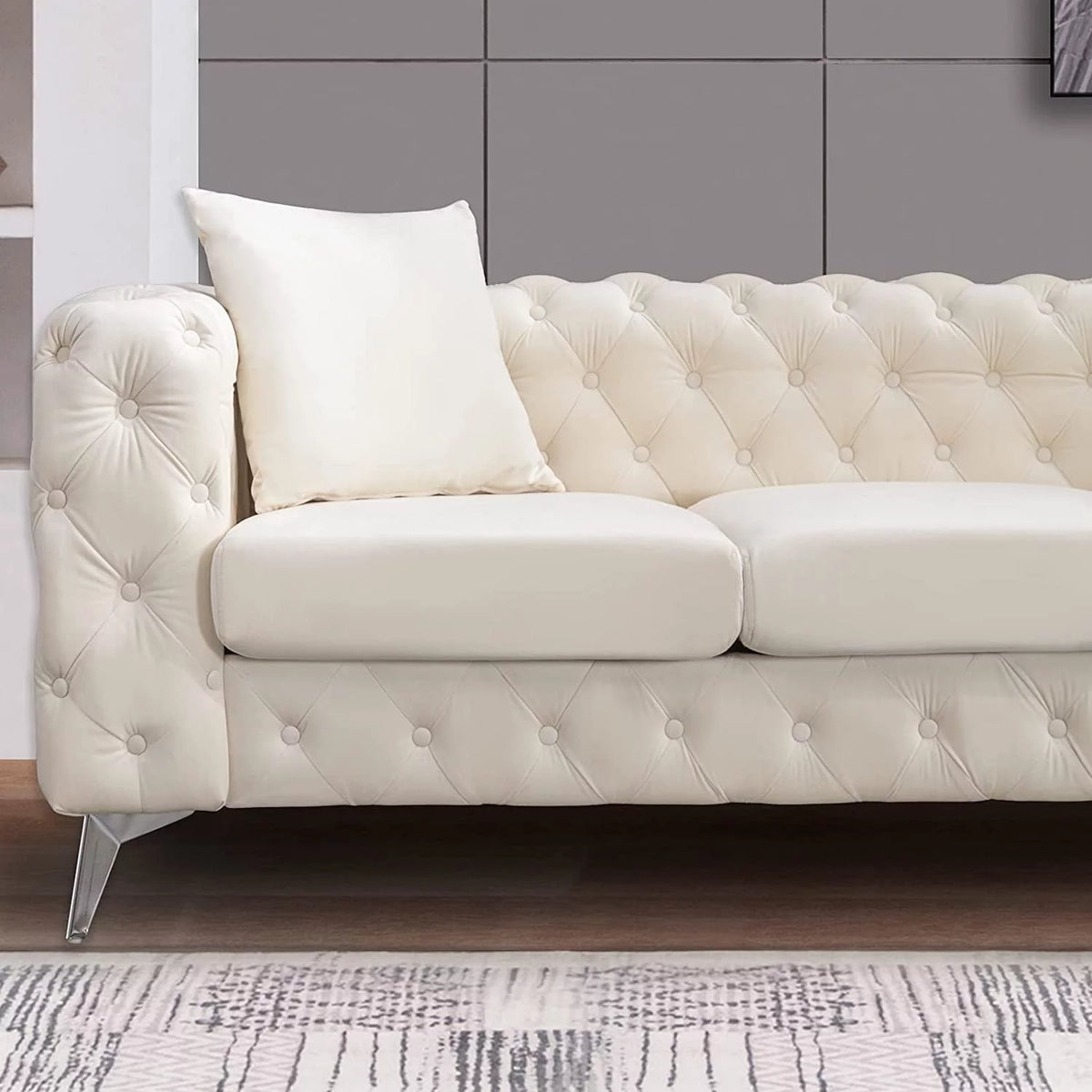 Beige 2 Pieces Sofa Set with Tufted Cushion M27655