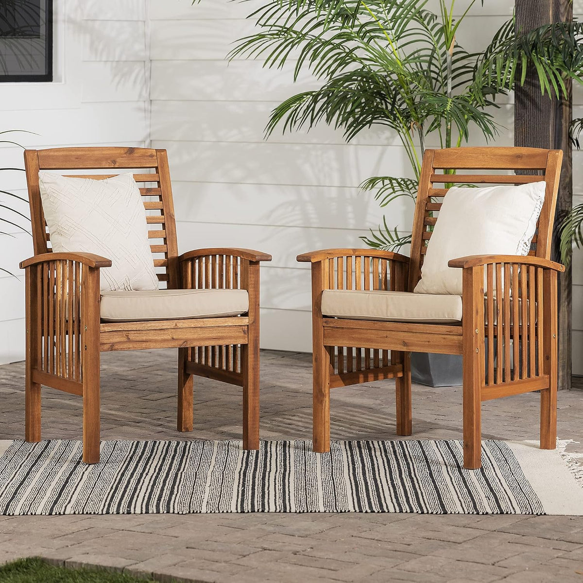 Brown Acacia Wood Outdoor Accent Table D248314