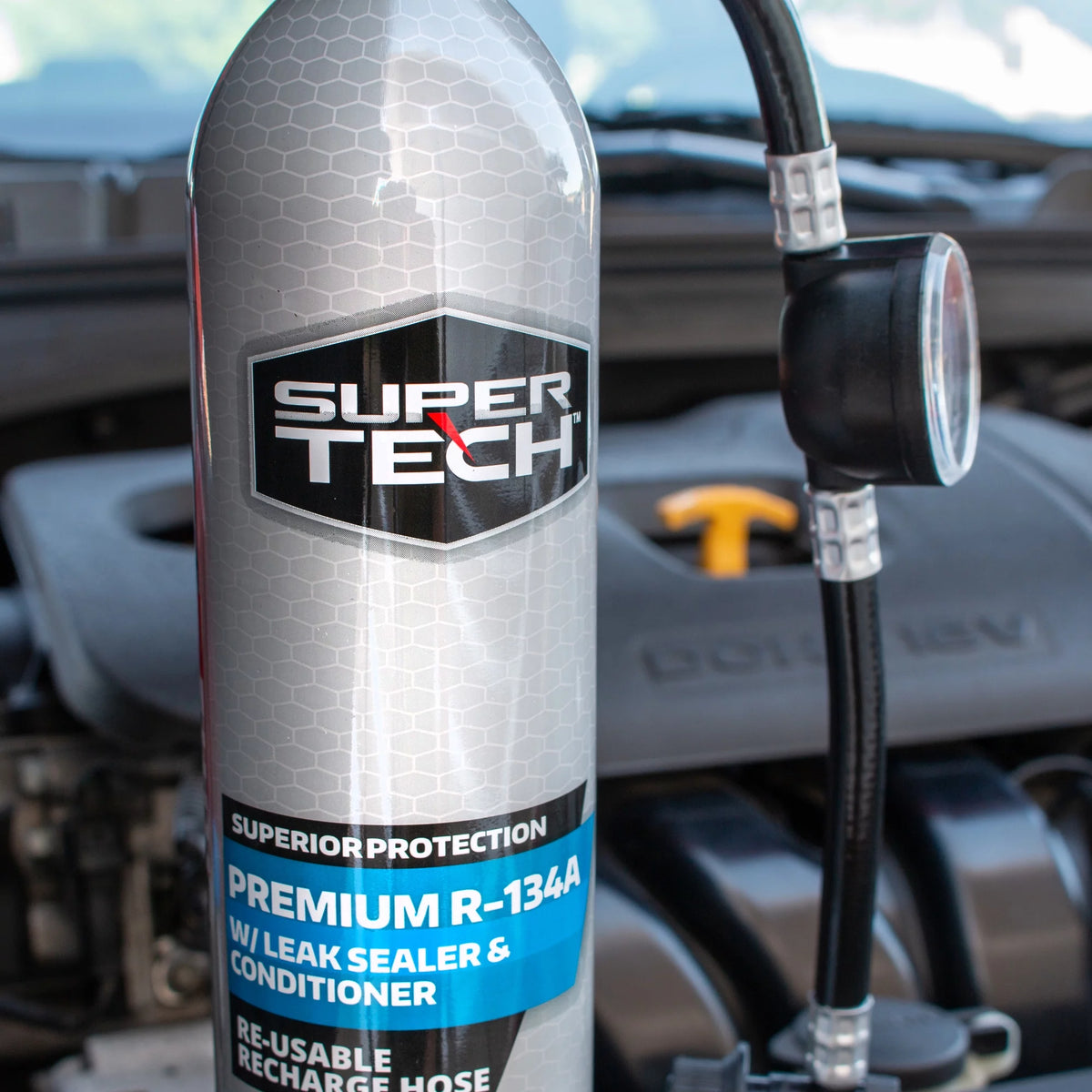 R-134a Automotive Refrigerant with Hose and Gauge, 18 oz F357165