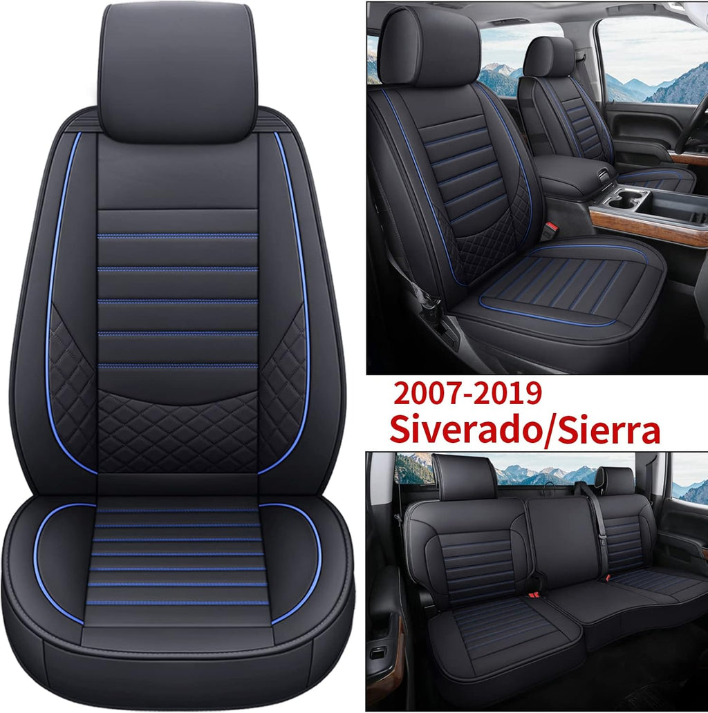 Black Non-Slip Leather Car Seat Covers Full Set Q828