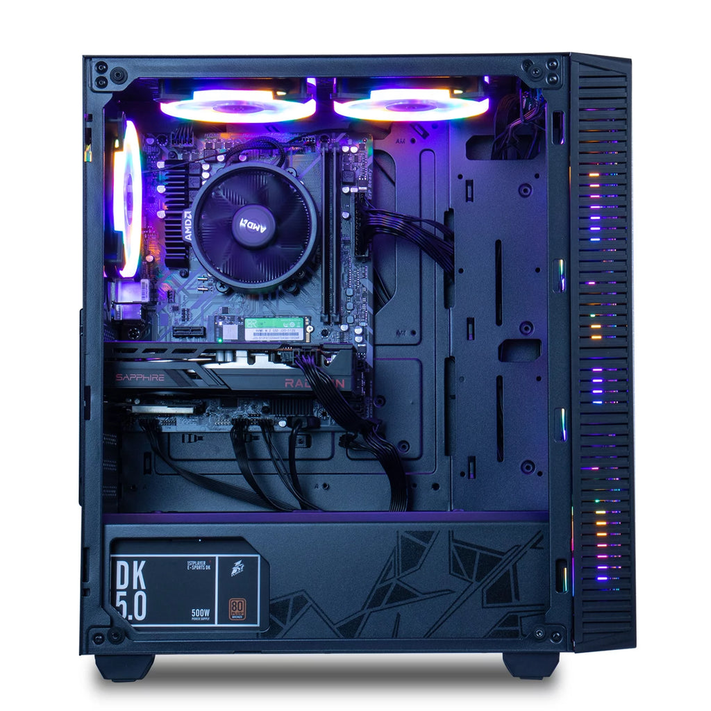 Gaming PC Desktop Computer, AMD Ryzen 5 4500 3.6GHz, RX6600, 16GB DDR4, 500GB NVME SSD, 6 RGB Fans S56590