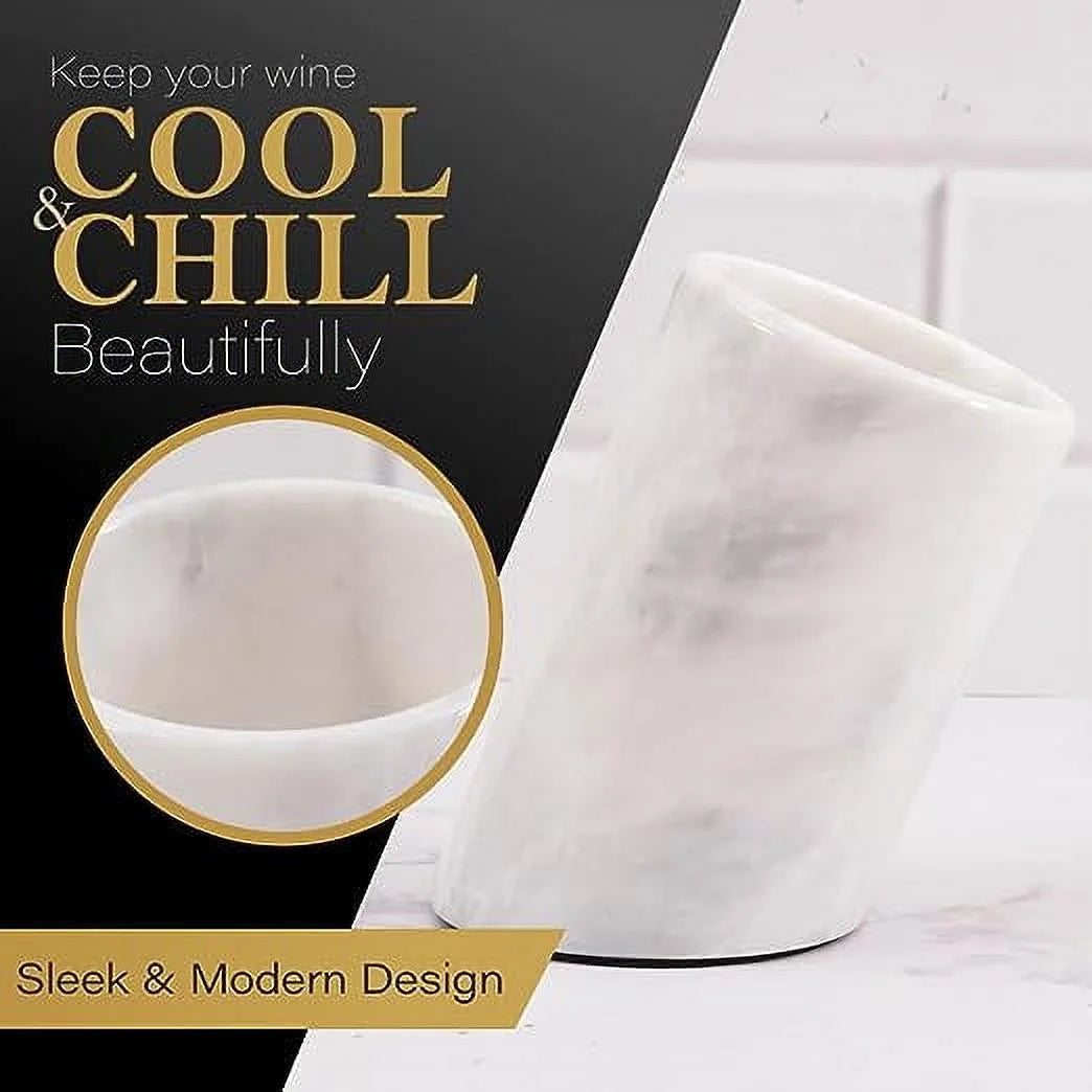 White Handmade Marble Wine Cooler L463
