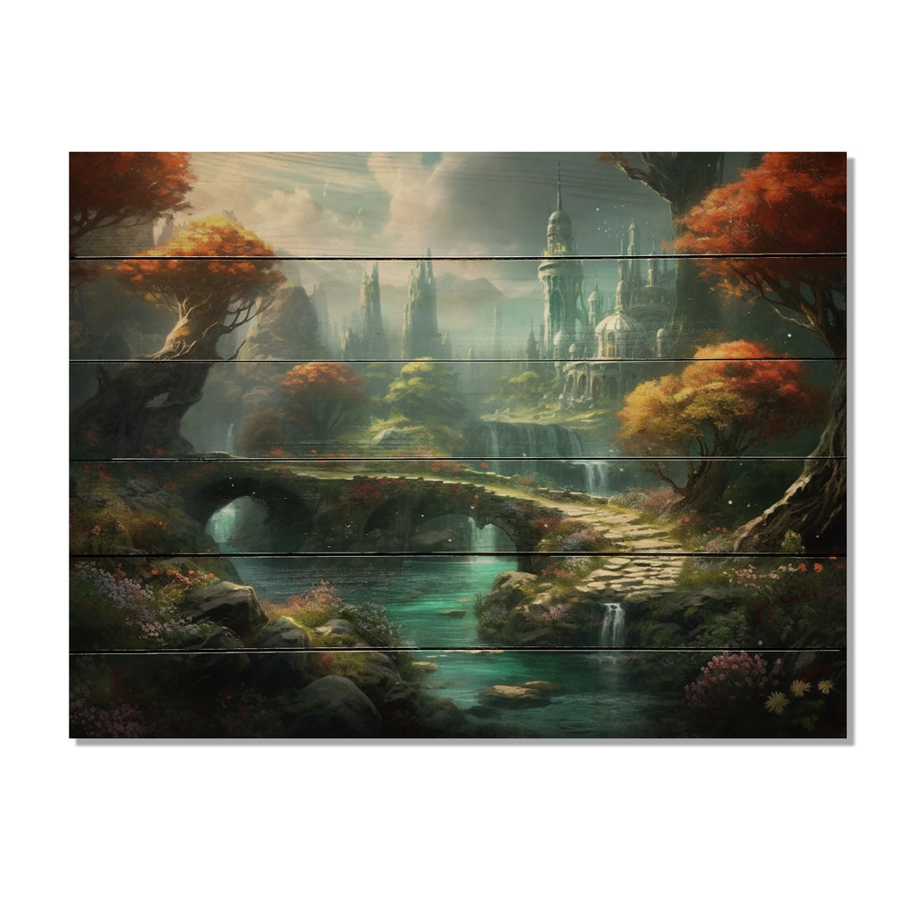 Castles Print on Natural Pine Wood L56096