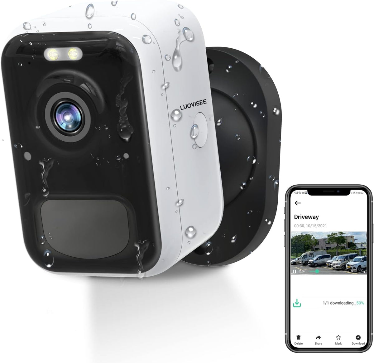 Outdoor Battery Camera Wireless Home Security Surveillance Wi-fi Camera with Night Vision Audio Alert Siren IP66 Waterproof SD Cloud V983584