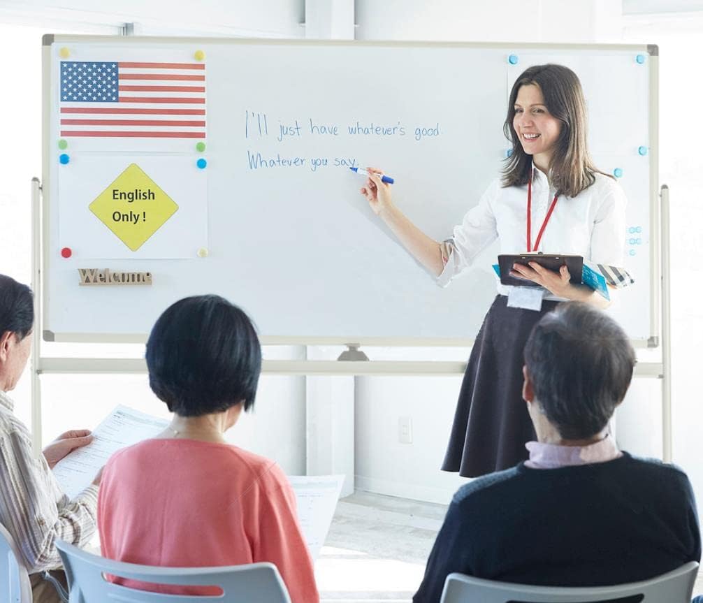 Mobile Double Sided Whiteboard 36 x 71 Inches with Aluminum White Frame P4292