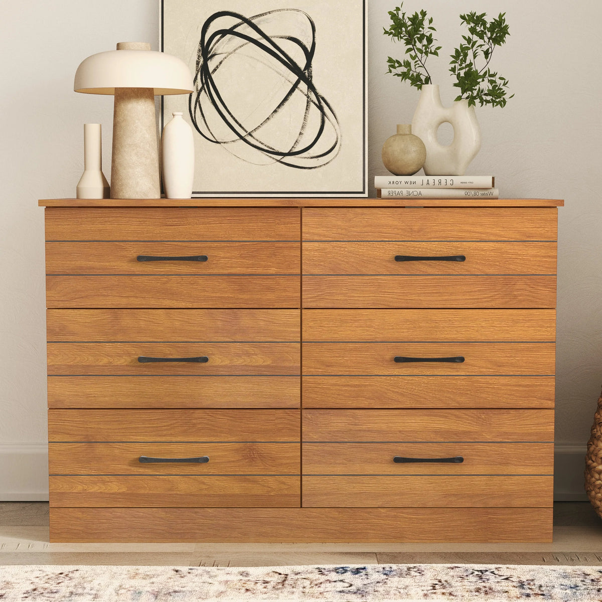 6 Drawers Amber Walnut Dresser E752