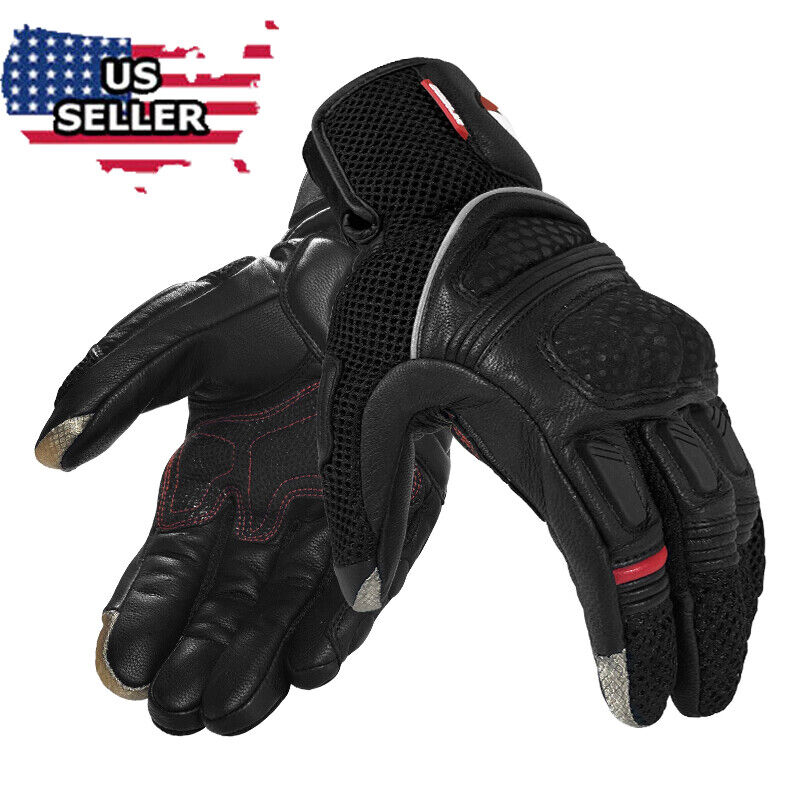 Leather Motorcycle Full Finger Touchscreen Riding Gloves H86495