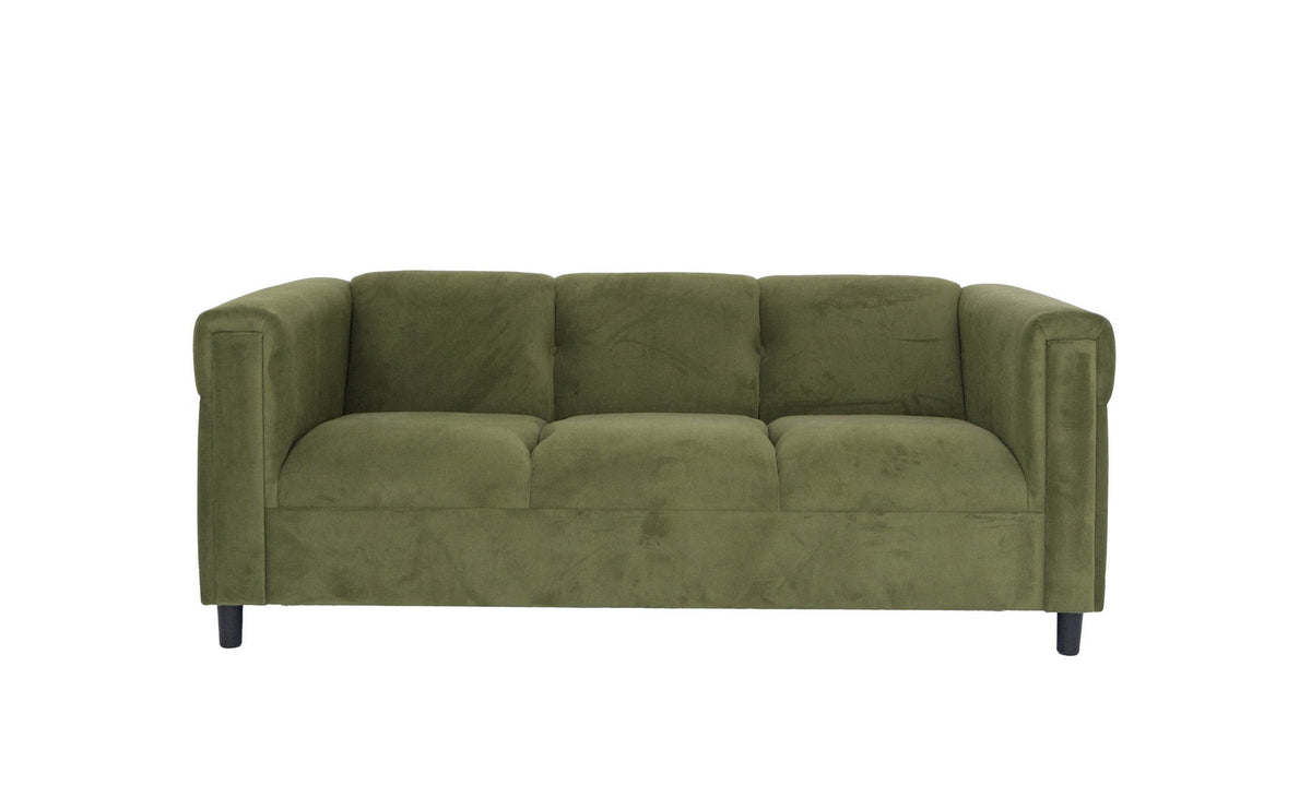Moss Green Suede Black Sofa J985558