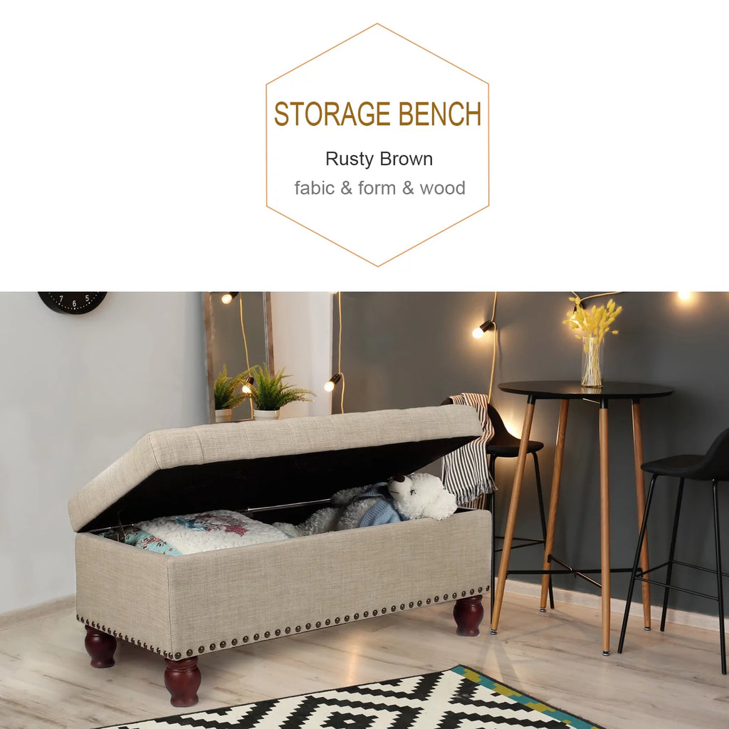 Rusty Brown Tufted Storage Ottoman Bench N5008