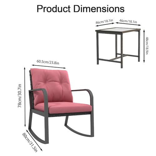 3 Piece Wicker Patio Bistro Set with Cushions P989