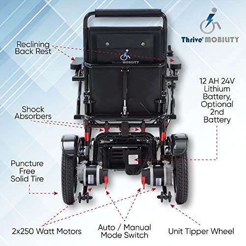 Lightweight Fold Electric Wheelchair (Blue, 17 Inches Seat Width) N450551