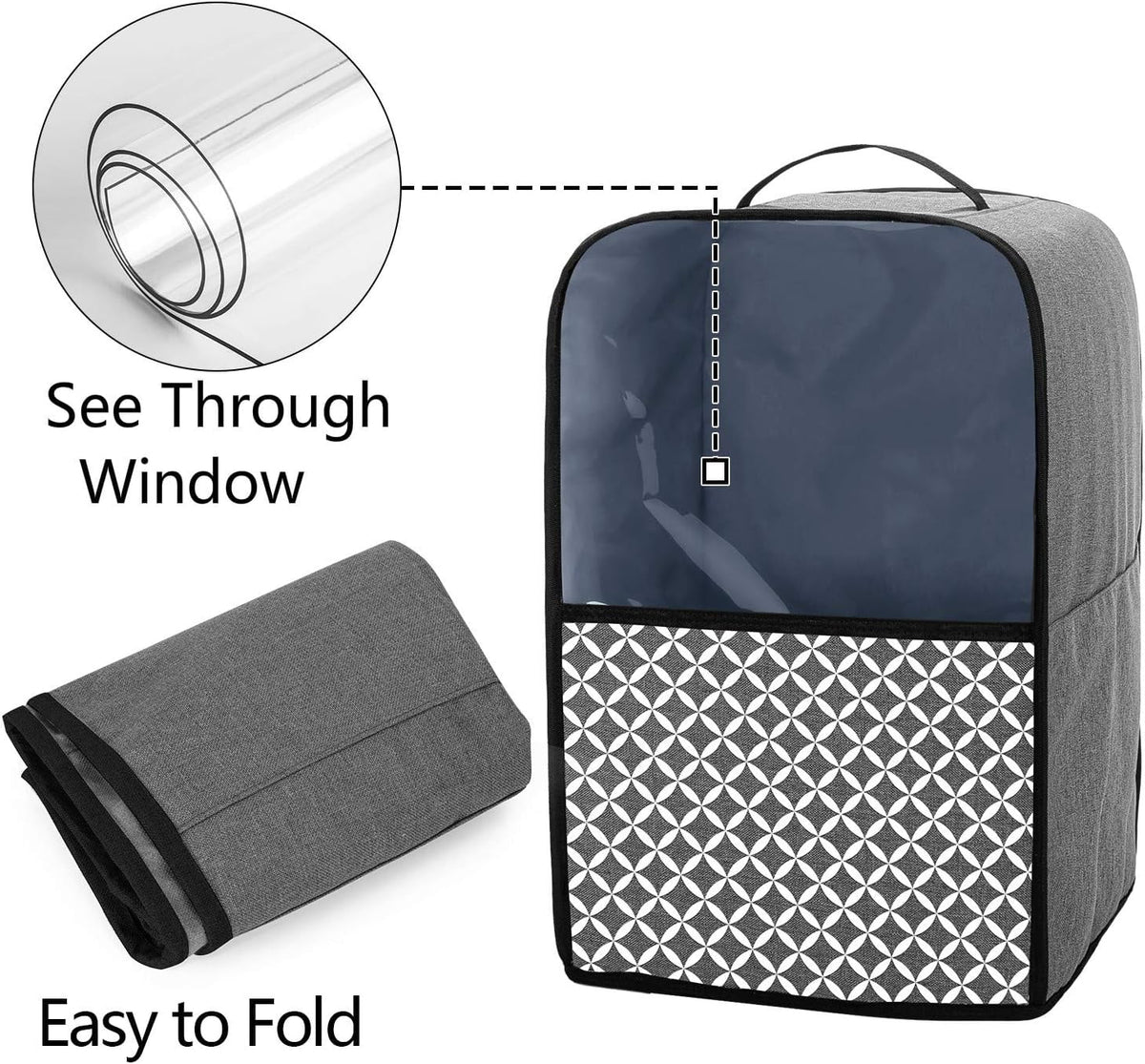 Food Processor Dust Cover with Pockets and Top Handle E8579