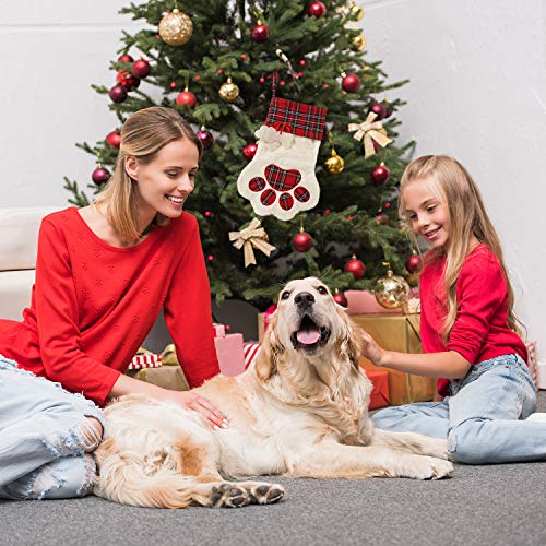 2 Pieces 17.7 Inch Christmas Pet Stockings Buffalo Plaid W26005