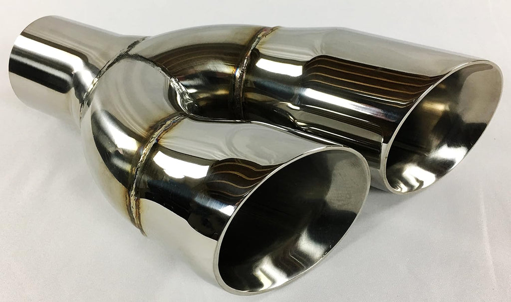 2.25" Inlet 3.00" Outlet 9.50" Long Dual Double Wall Slant Angle Stainless Exhaust Tip Pack of 2 Z881