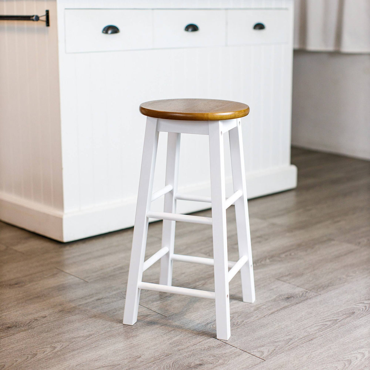 Black Round Acacia Counter Stool T724