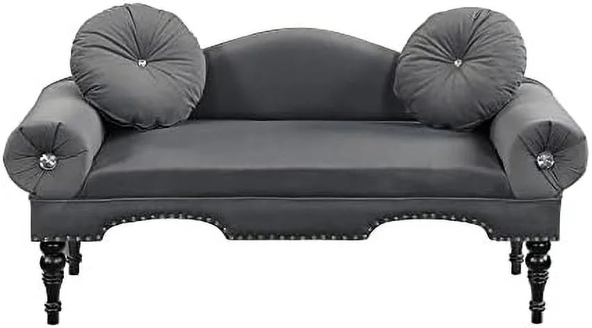 54" Velvet Loveseat Sofa 2 Seater Couch with 2 Round Pillows D669358