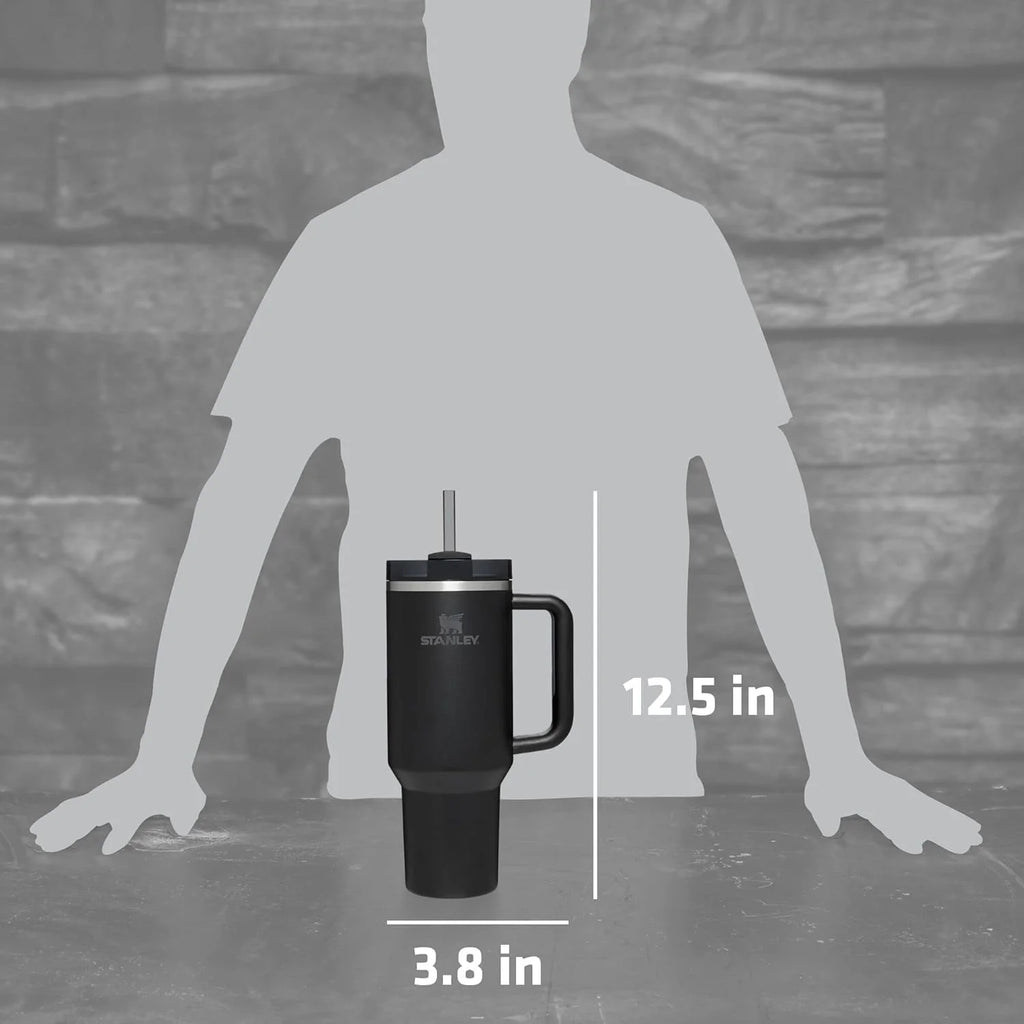 40 oz Black Stainless Steel Insulated Tumbler with Lid and Straw Y9709