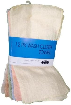 12pk Solid Wash Cloth - Case of 48 D18576