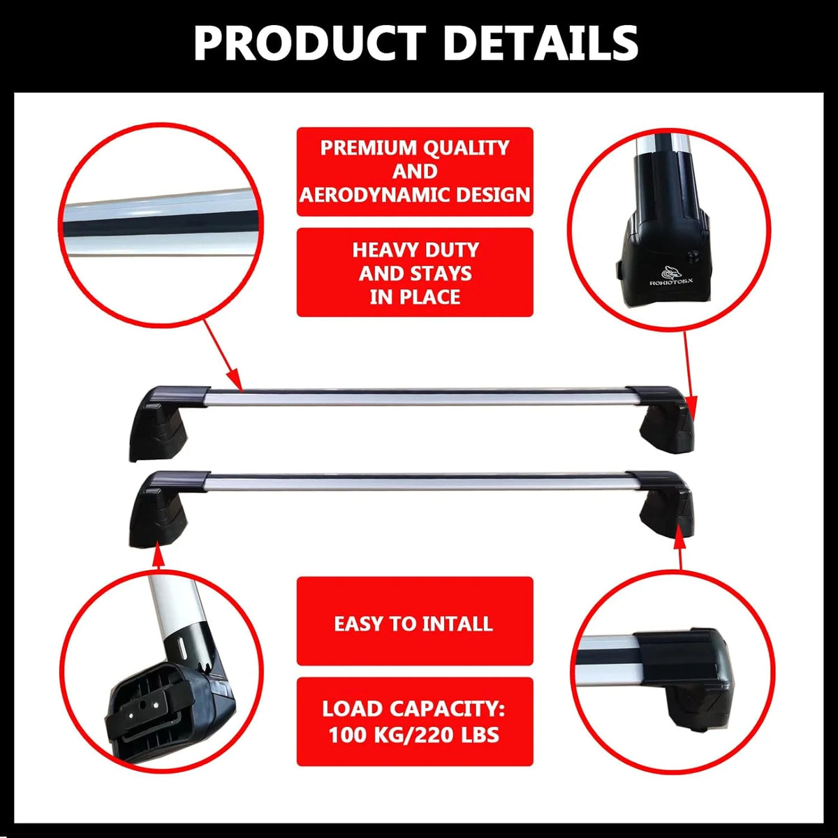 Silver Lockable Roof Rack Crossbars D9218