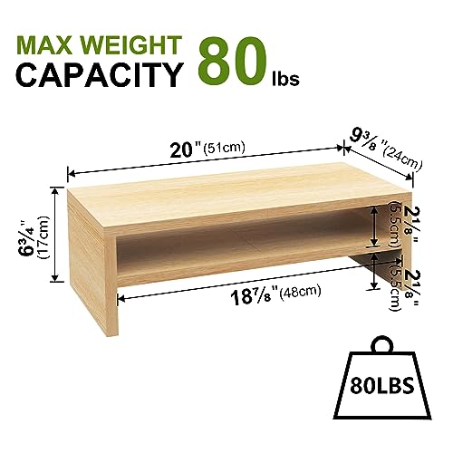 Wooden Monitor Stand Riser 2 Tier Laptop Stand with Storage S7269
