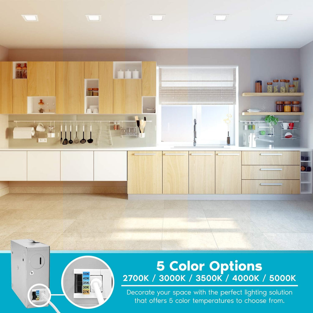 6 Inch Square LED Recessed Lighting, 12W, 1000 Lumens, 4 Pack N304
