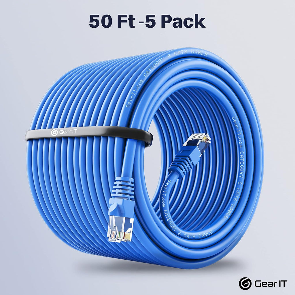 Cat 6 Ethernet Cable 50 ft 5-Pack Blue Y5904
