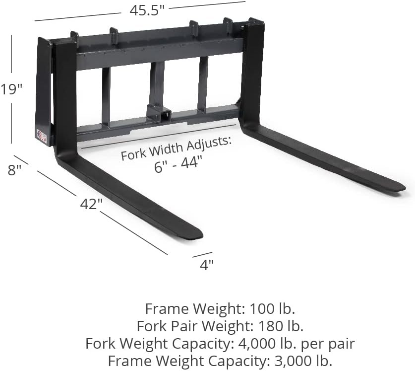 42" Pallet Fork & Trailer Hitch Skid Steer Attachment F144