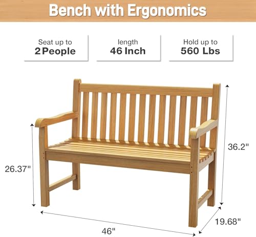 A-Grade Natural Teak Outdoor Bench with Curved Backrest and Arch Armrest Z651219