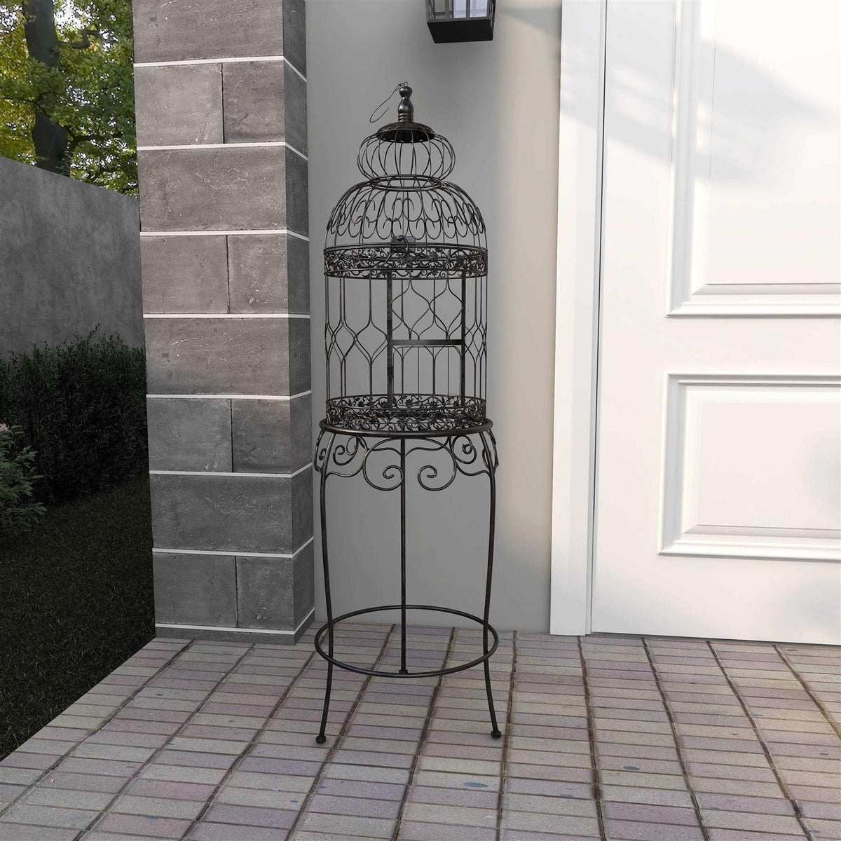 Black Metal Birdcage with Stand X238