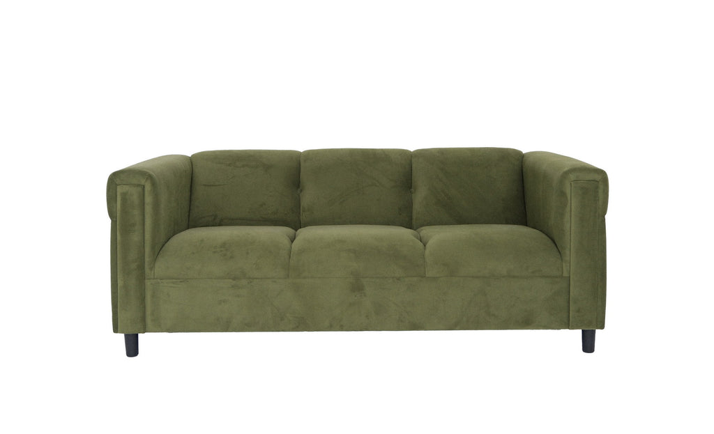 Moss Green Suede Black Sofa J985558