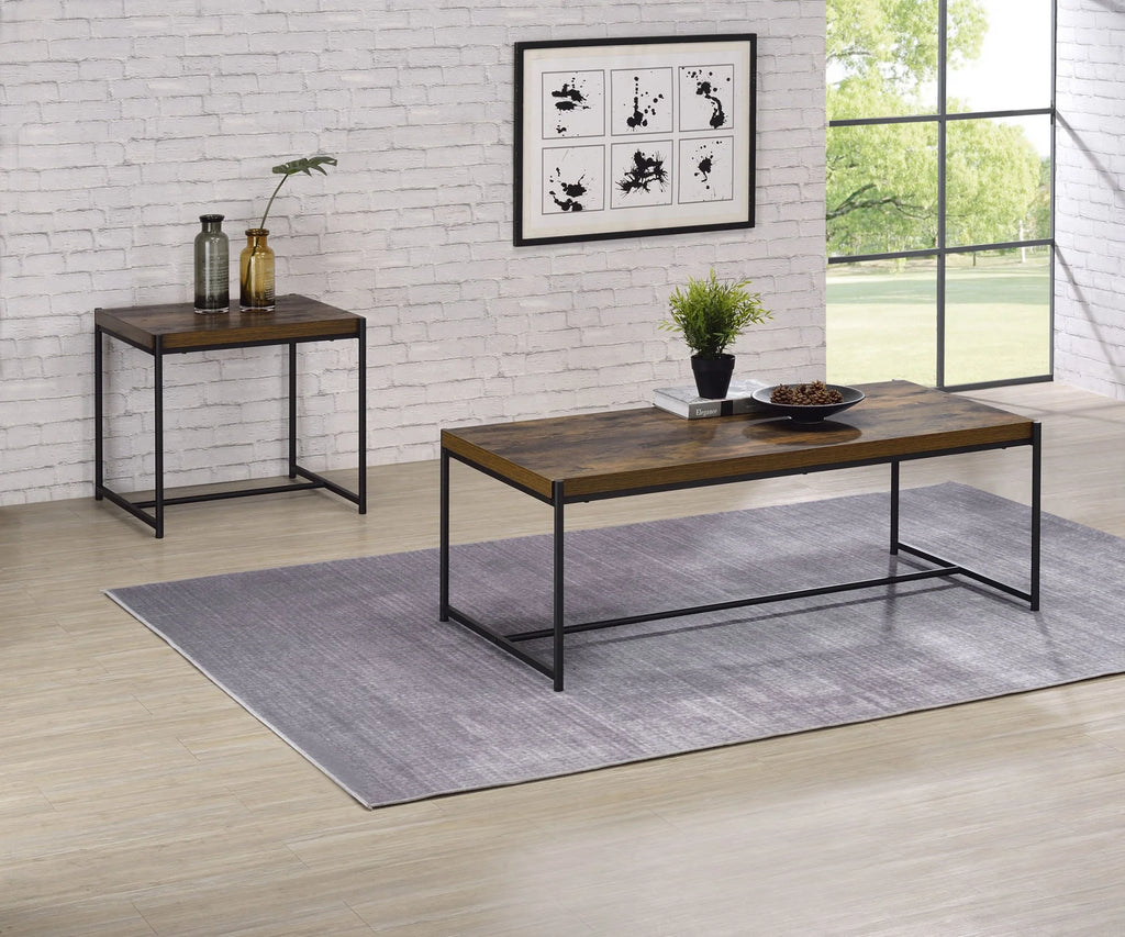 3 Piece Brown Engineered Wood Coffee and End Table Set S692280