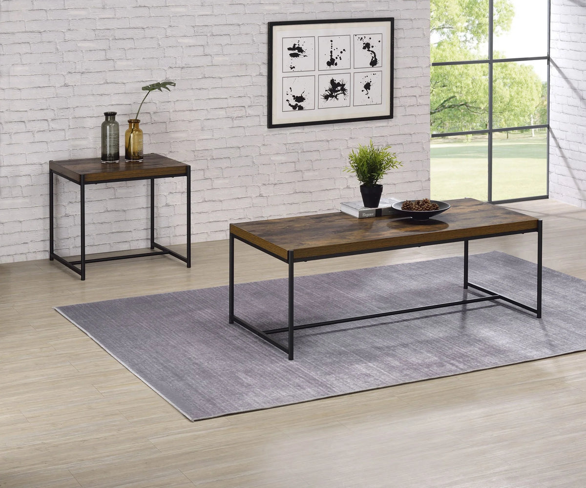3 Piece Brown Engineered Wood Coffee and End Table Set S692280